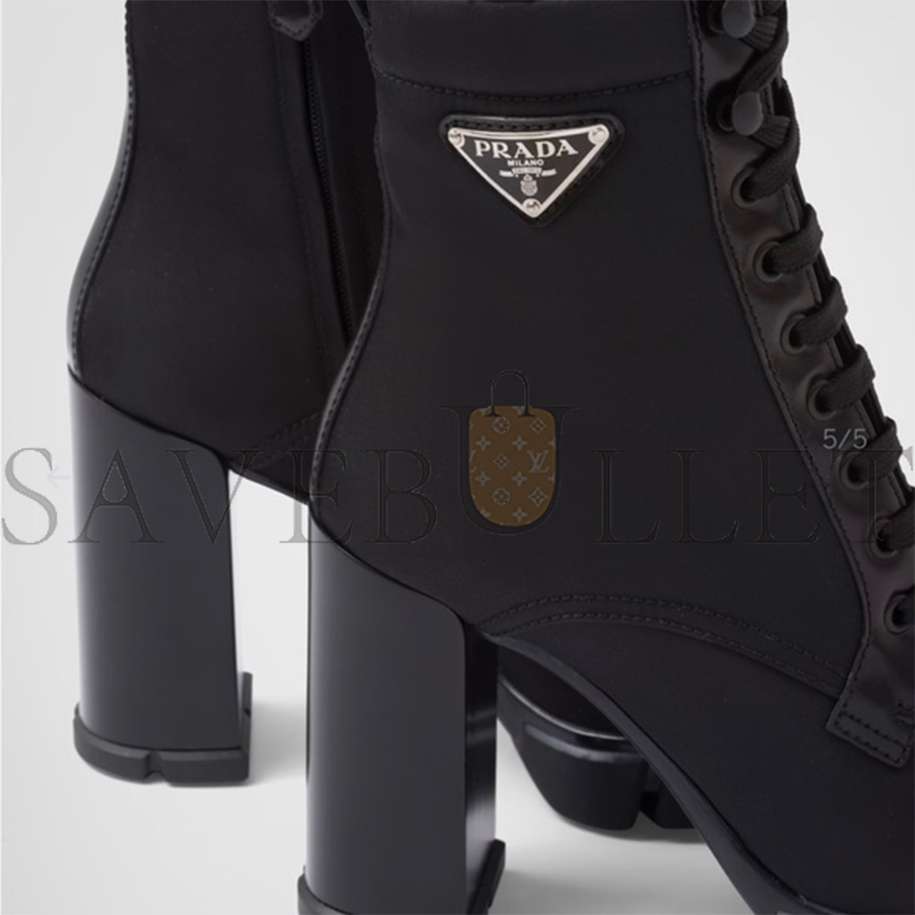 PRADA NYLON AND NUBUCK LEATHER BOOTIES 1T427M